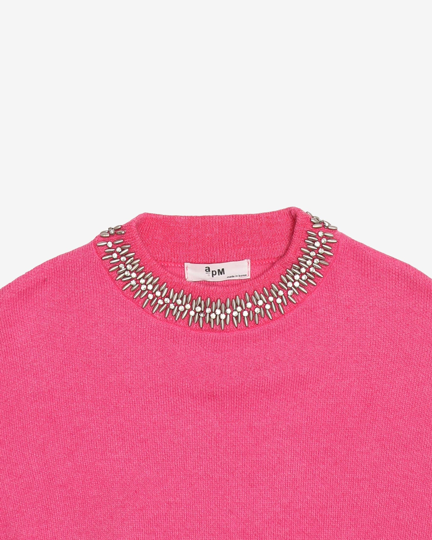 Pink With Silver Embellished Knitted Jumper - S