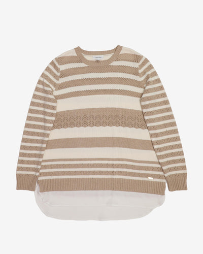 Calvin Klein Beige And White Knitted Jumper - M