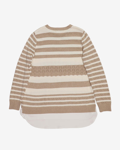 Calvin Klein Beige And White Knitted Jumper - M