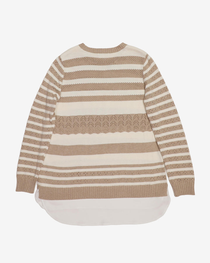 Calvin Klein Beige And White Knitted Jumper - M