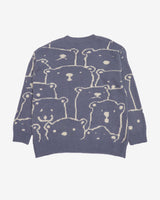 Bear Patterned Blue Knitted Jumper - L