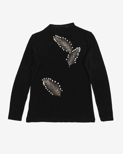 Leaves Detailed Lightweight Knitted Jumper - XS