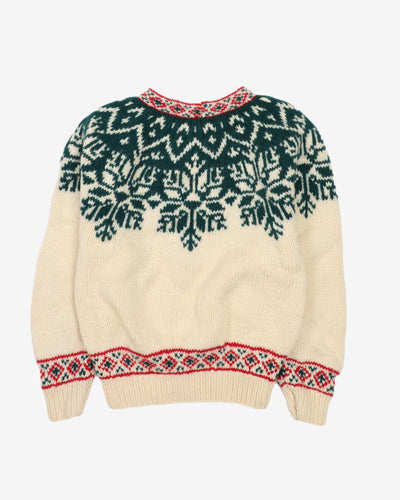Eddie Bauer Fair Isle Style Knitted Wool Jumper - S