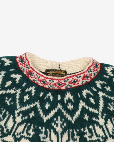 Eddie Bauer Fair Isle Style Knitted Wool Jumper - S