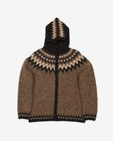 Icelandic Hooded Patterned Wool Cardigan - M