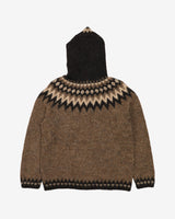 Icelandic Hooded Patterned Wool Cardigan - M