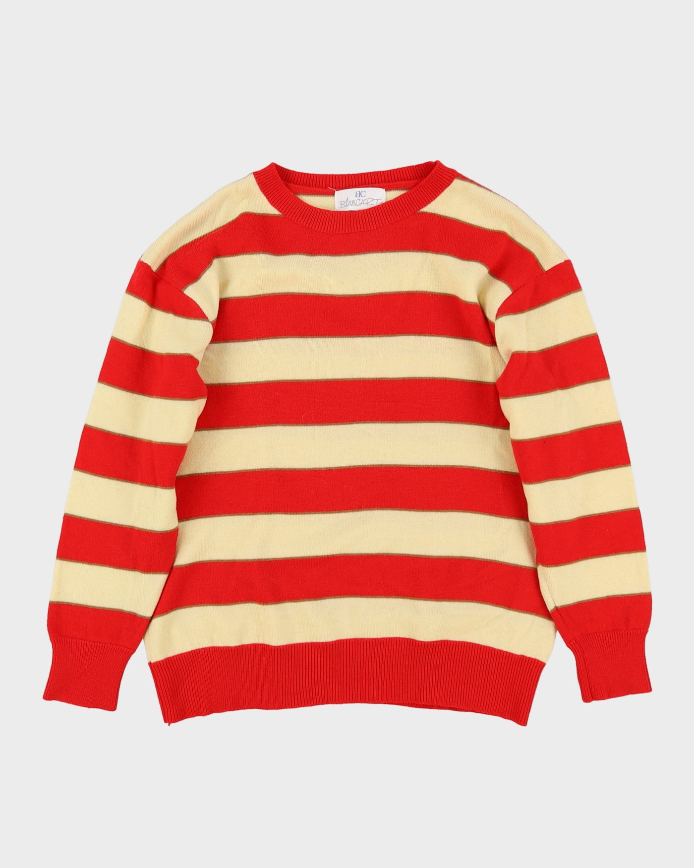Red And Yellow Striped Knitted Jumper - S