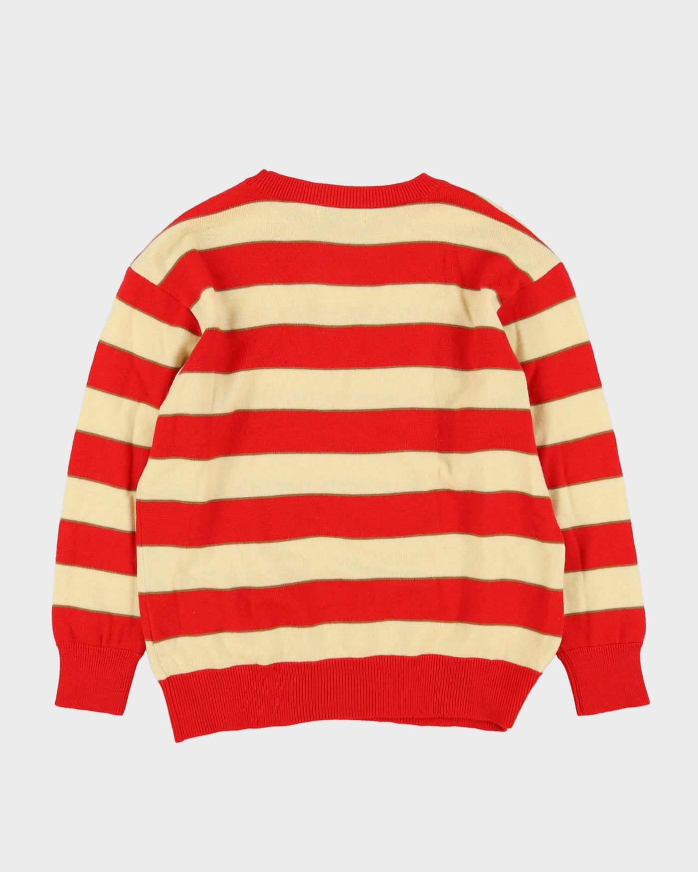 Red And Yellow Striped Knitted Jumper - S