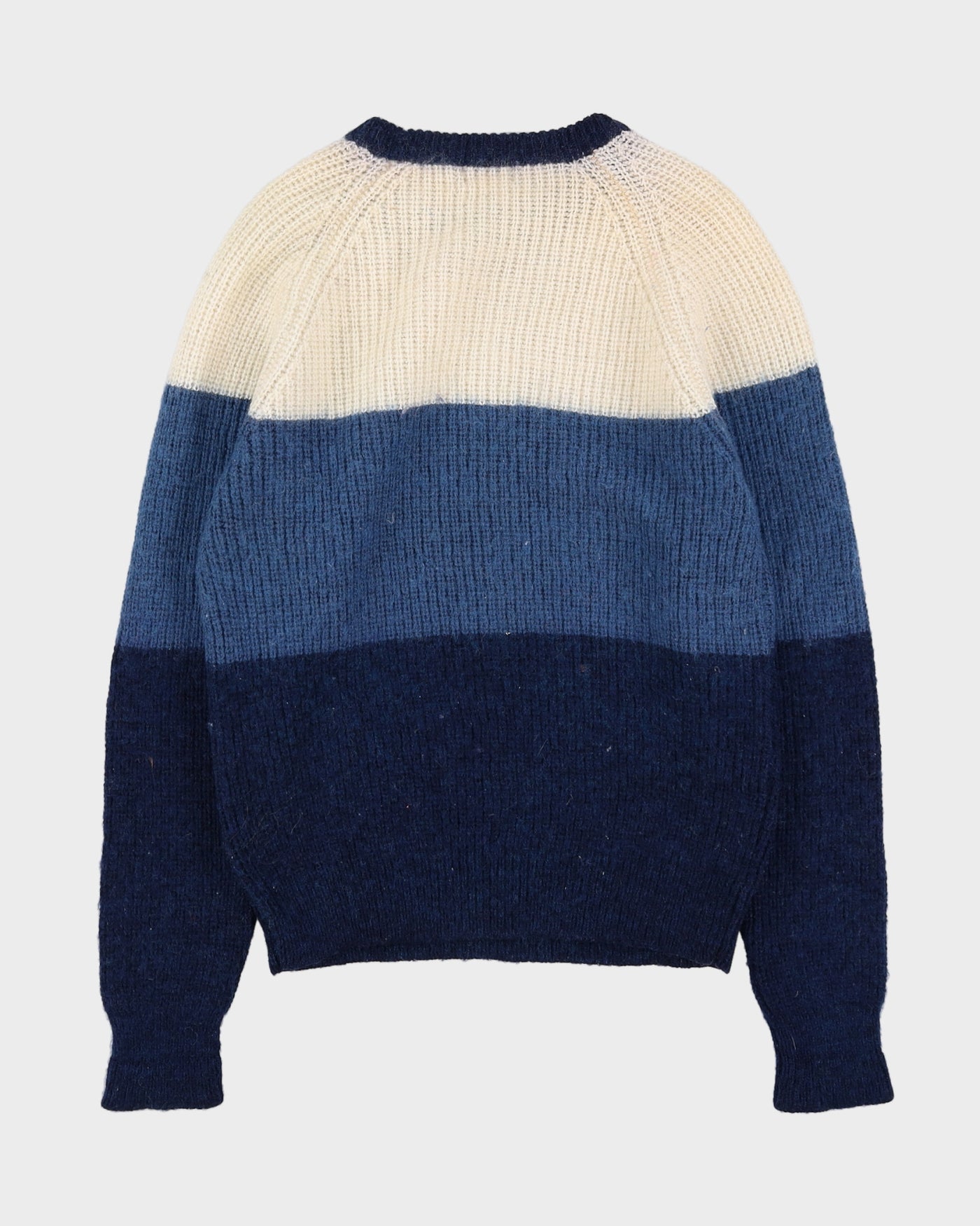 1990s Blue Striped Cable Knitted Jumper - S