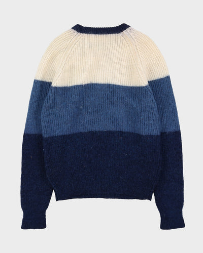 1990s Blue Striped Cable Knitted Jumper - S