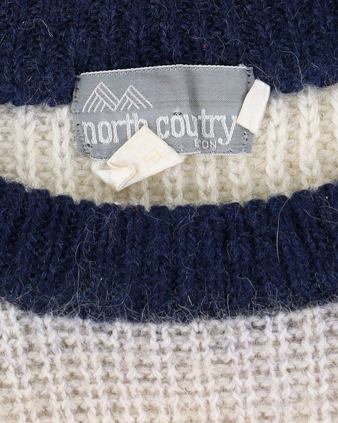 1990s Blue Striped Cable Knitted Jumper - S