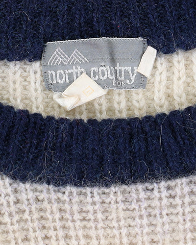 1990s Blue Striped Cable Knitted Jumper - S