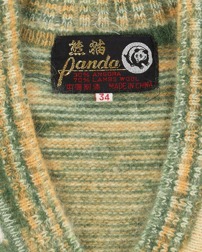 1970s Green Patterned Wool Blend Tank Top - XS / S