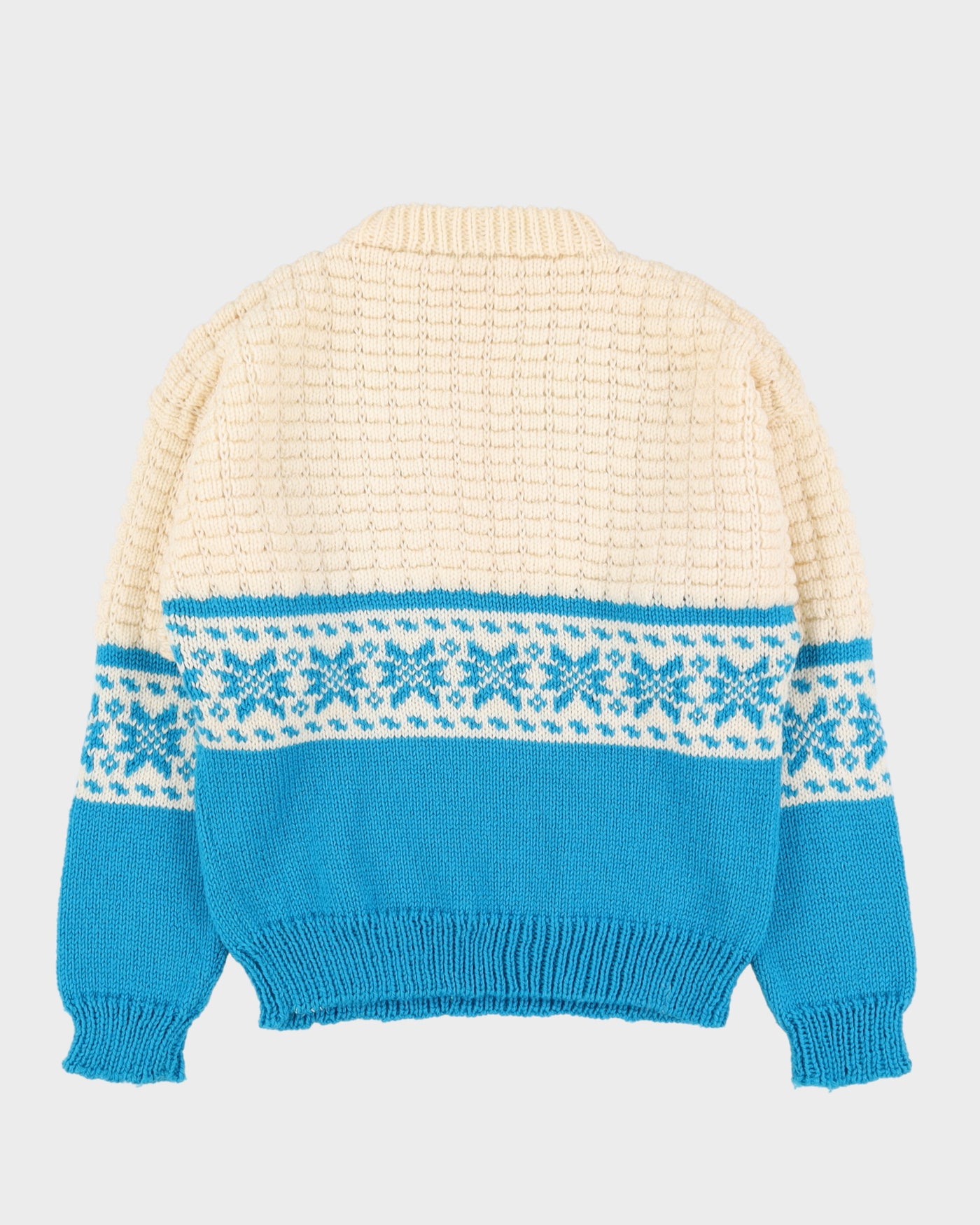 1980s Hand-Knitted Patterned Ski-Style Jumper - M