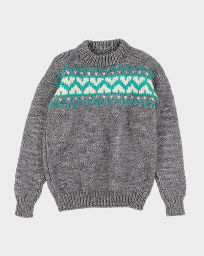 Hand Knitted Fair Isle Style Wool Knitted Jumper - XXS