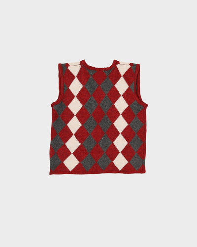 1990s Wool Blend Harlequin Patterned Tank Top - S