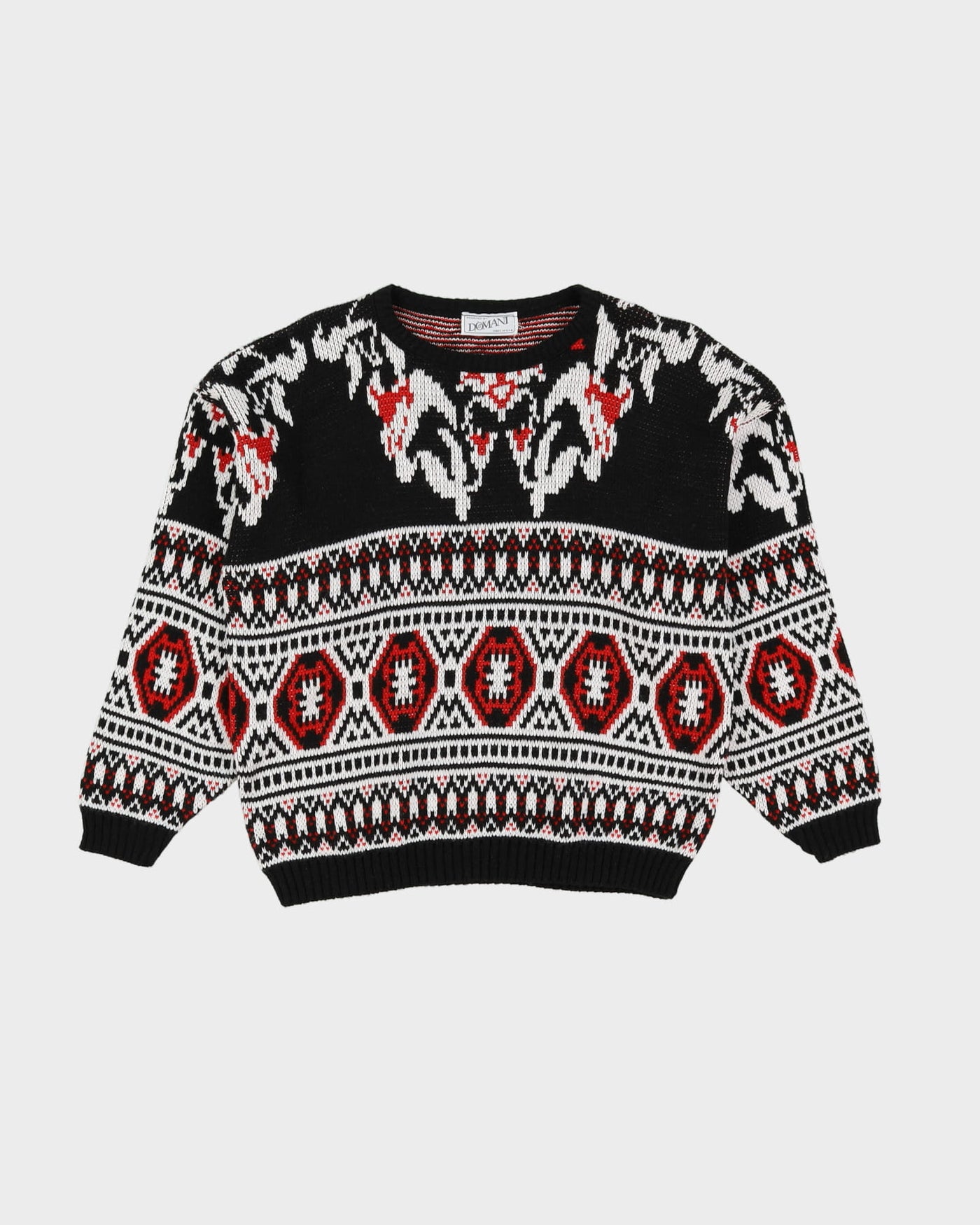 1990s Made In USA Patterned Knitted Jumper - M