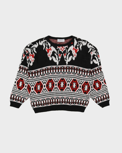 1990s Made In USA Patterned Knitted Jumper - M
