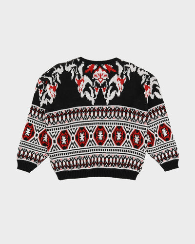1990s Made In USA Patterned Knitted Jumper - M