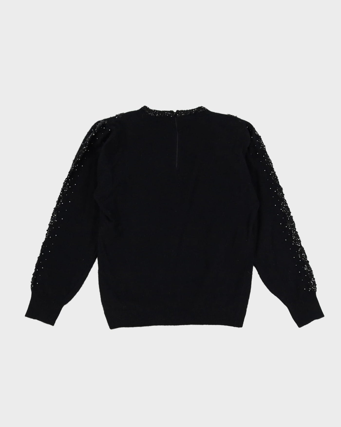 1990s Black Sequin Detailed Knitted Jumper - S