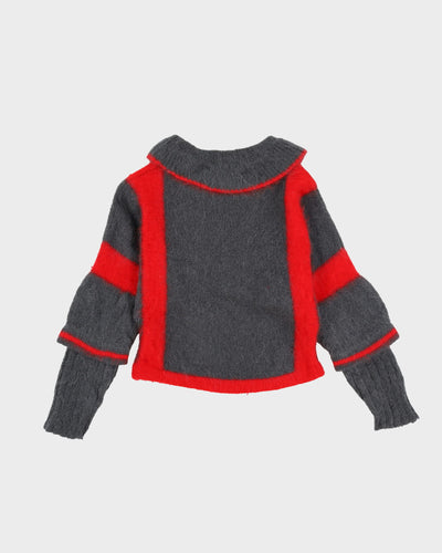 1980s Grey Batwing Sleeve Knitted Jumper - XS