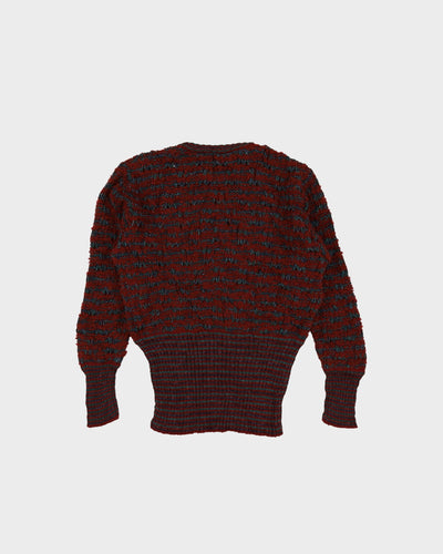 1980s Jaeger Burgundy Knitted Jumper - S