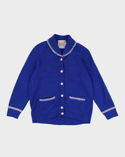1960s Blue Curling Knitted Cardigan - S / M