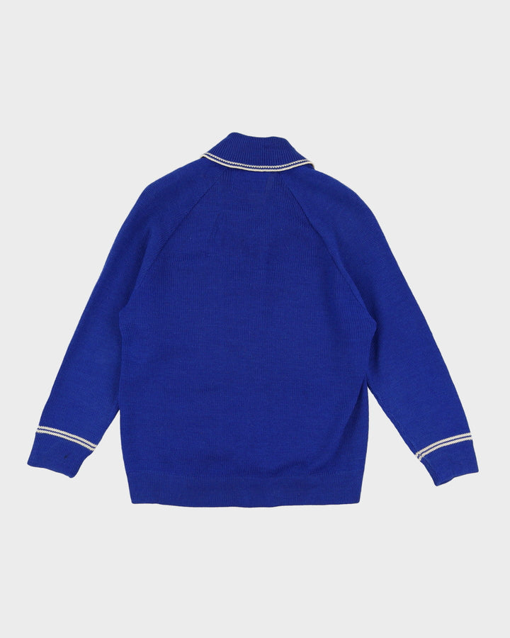 1960s Blue Curling Knitted Cardigan - S / M