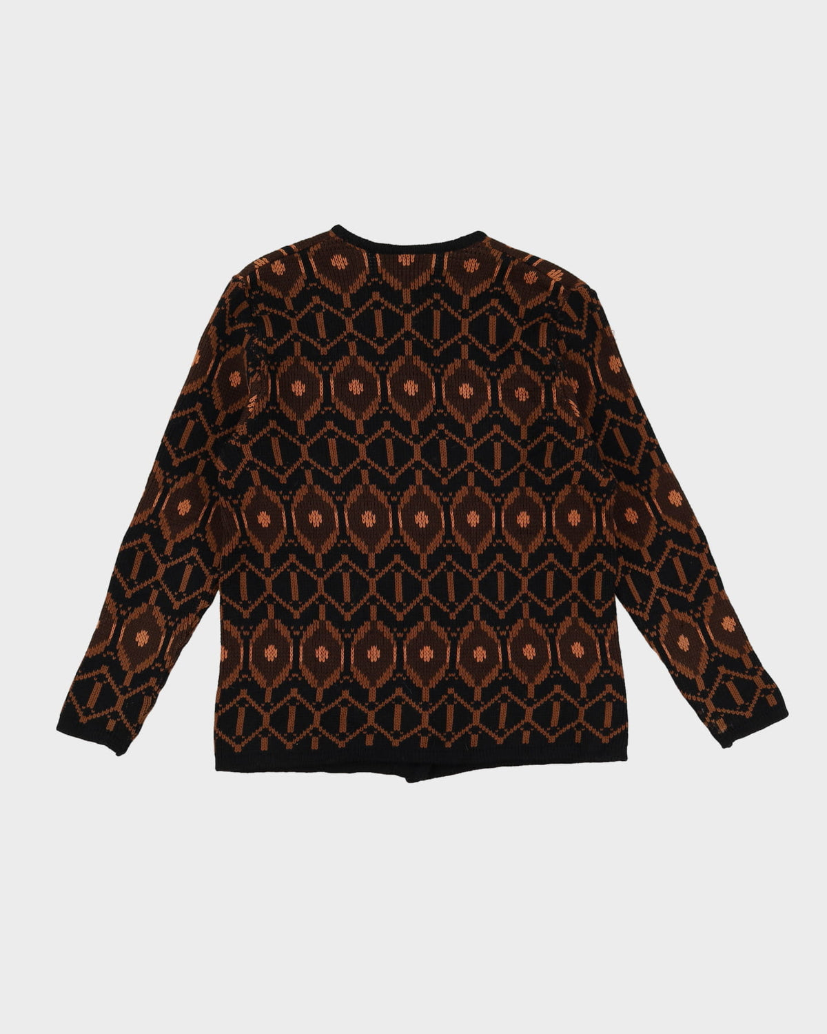 1950s Glenhill Brown Patterned Knitted Cardigan - S