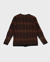 1950s Glenhill Brown Patterned Knitted Cardigan - S