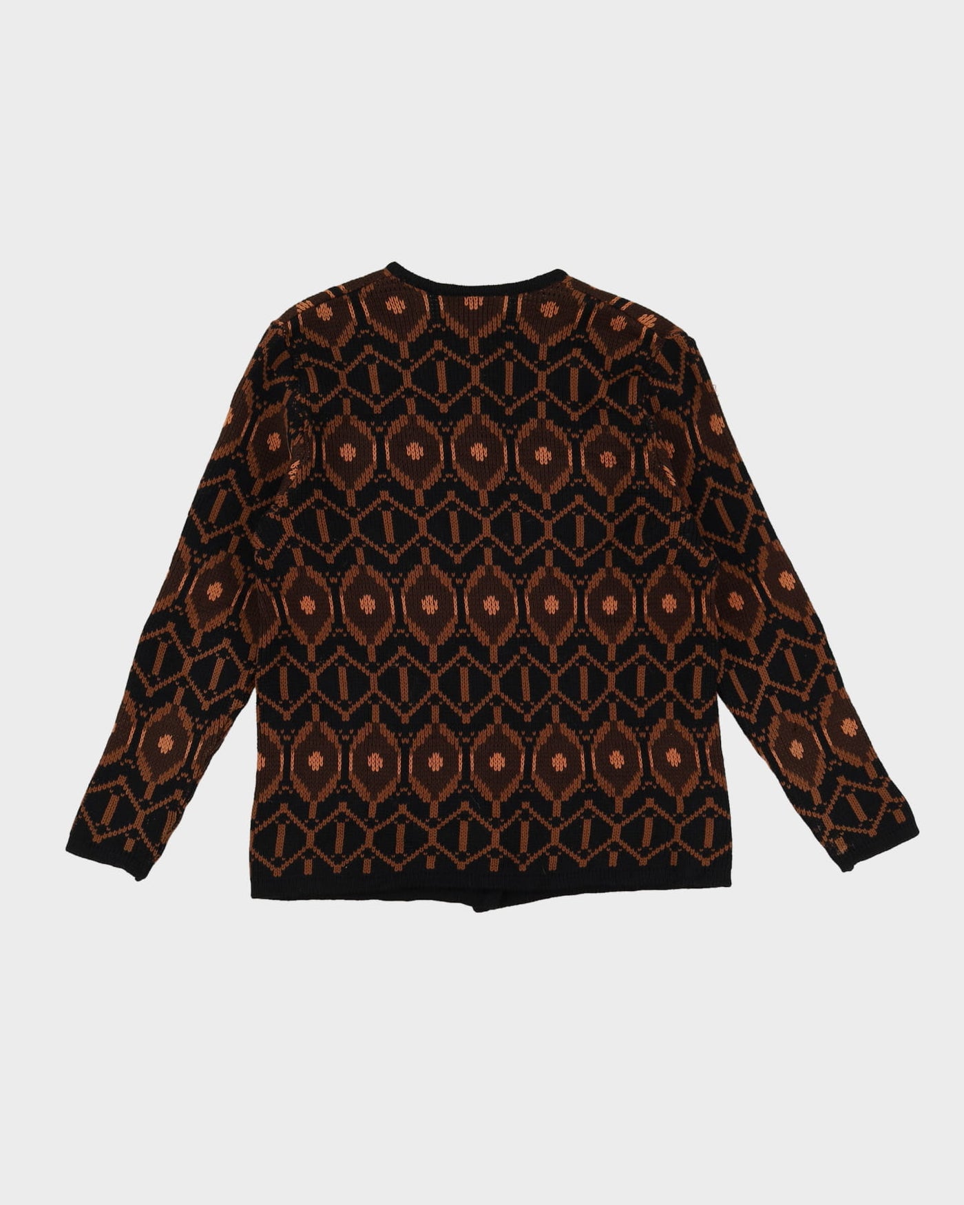 1950s Glenhill Brown Patterned Knitted Cardigan - S