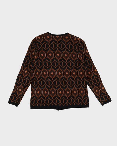 1950s Glenhill Brown Patterned Knitted Cardigan - S
