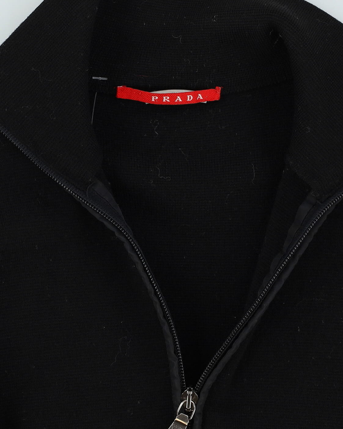 Prada Zip Front Black Wool Cardigan - XXS