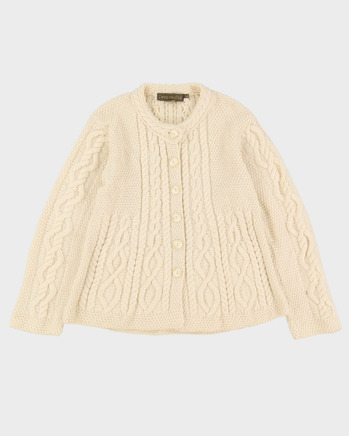 Inis Crafts Ireland Knitted Beige Wool Cardigan - M