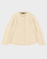Inis Crafts Ireland Knitted Beige Wool Cardigan - M