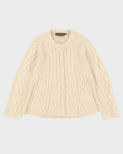Inis Crafts Ireland Knitted Beige Wool Cardigan - M
