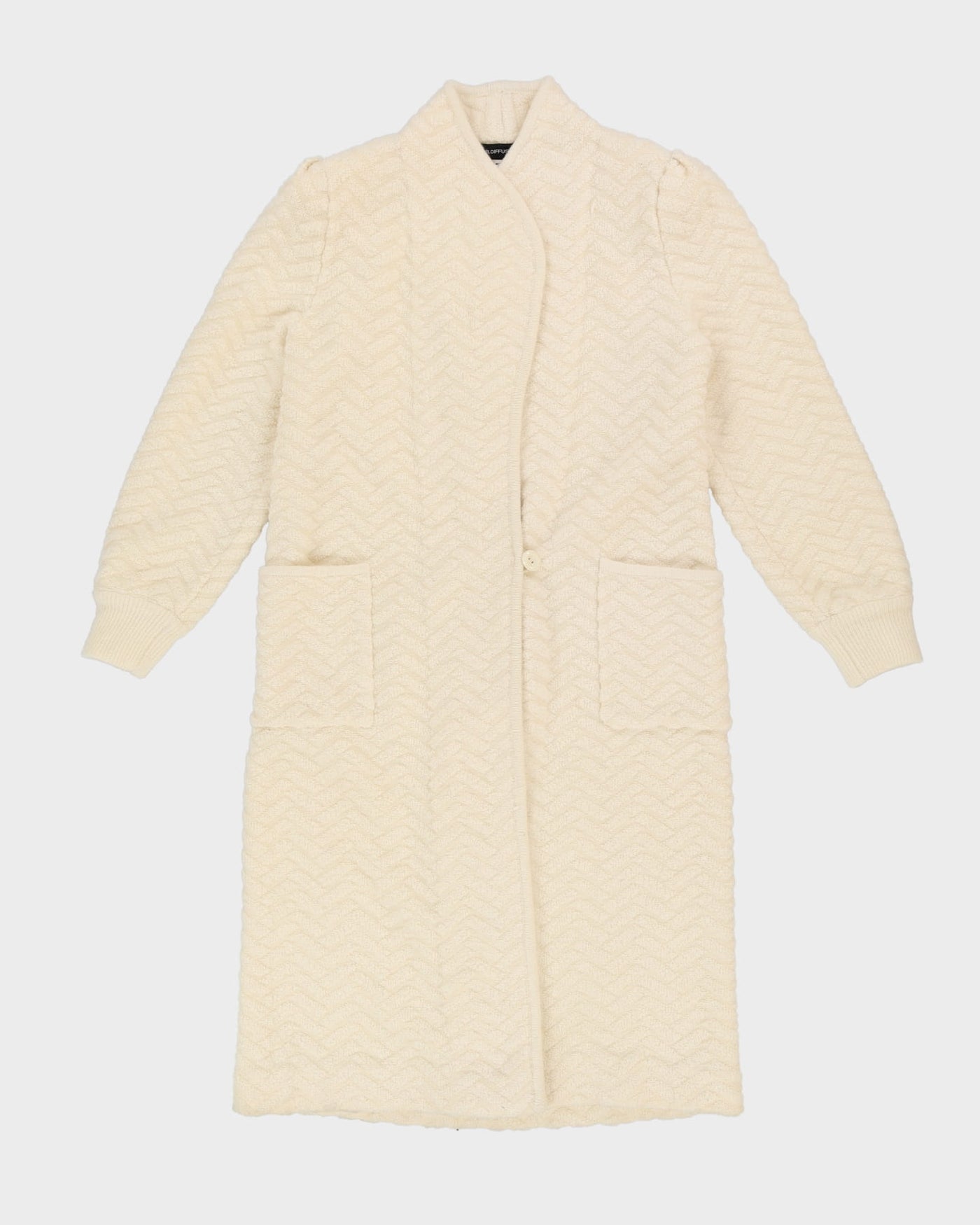 Cream Woven Knit Cardigan Coat - M