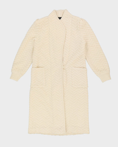 Cream Woven Knit Cardigan Coat - M