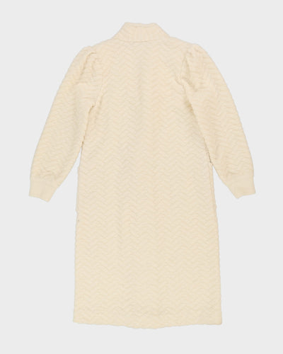 Cream Woven Knit Cardigan Coat - M
