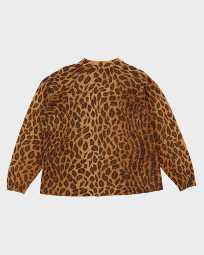 Leopard Print Sequin Detailed Knitted Jumper - M / L