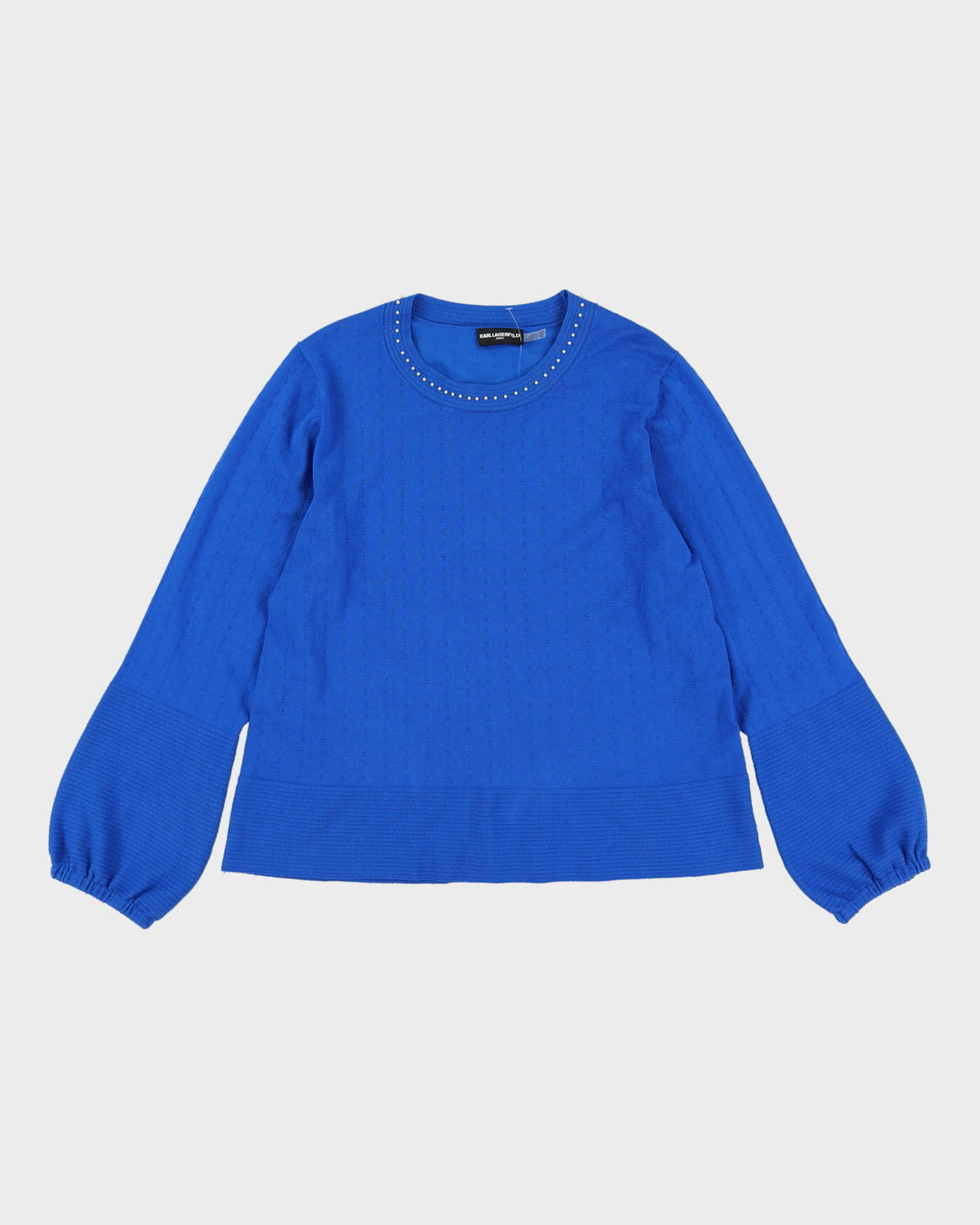Karl Lagerfeld Blue Pearl Detailed Knitted Jumper - M