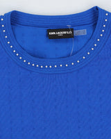 Karl Lagerfeld Blue Pearl Detailed Knitted Jumper - M