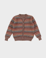 Brown Striped Wool Cardigan - S