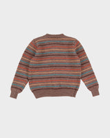 Brown Striped Wool Cardigan - S