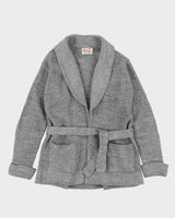 1970s Grey Belted Knitted Cardigan - M