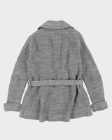 1970s Grey Belted Knitted Cardigan - M