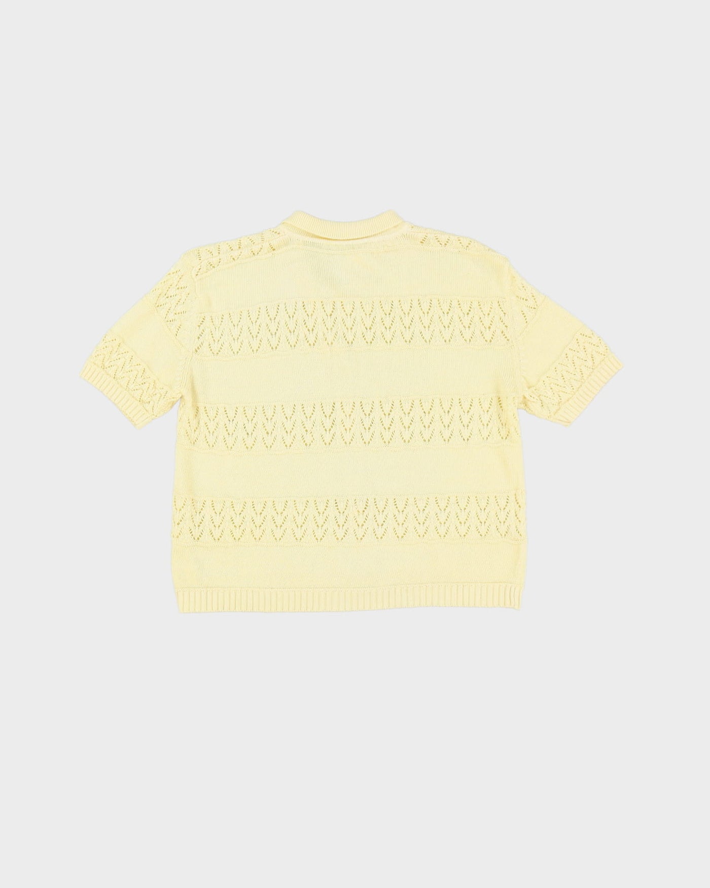 Vintage 1980s Yellow Short Sleeve Knitted Cardigan - S