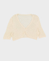 White Crocheted Lace Cardigan - S / M