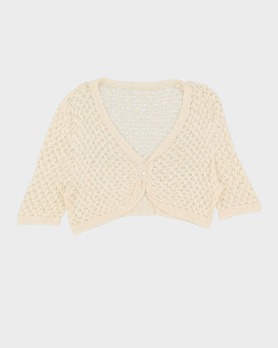 White Crocheted Lace Cardigan - S / M