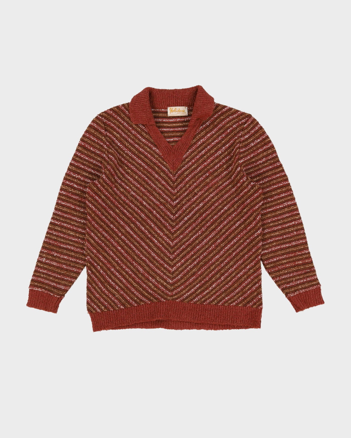 Vintage 1980s Brown Patterned Knitted Top - S